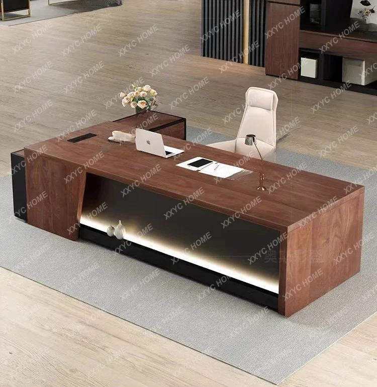 H Boss desk with side cabinet Manager's office light luxury high-end President's desk
H Boss desk with side cabinet Manager's office light luxury high-end President's desk