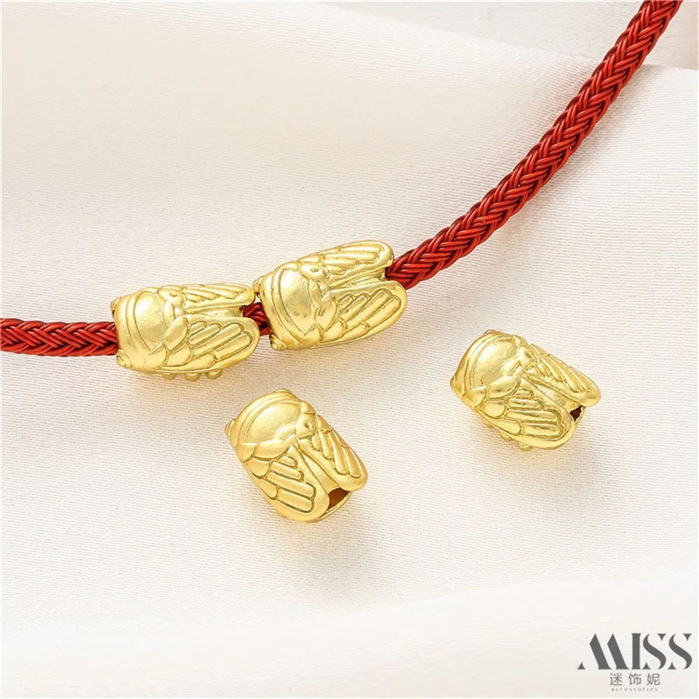 18K Gold Bag Color Mute Gold Golden Cicada Large Hole Transfer Bead Spacer DIY Accessories Hand-woven Bracelet
18K Gold Bag Color Mute Gold Golden Cicada Large Hole Transfer Bead Spacer DIY Accessories Hand-woven Bracelet