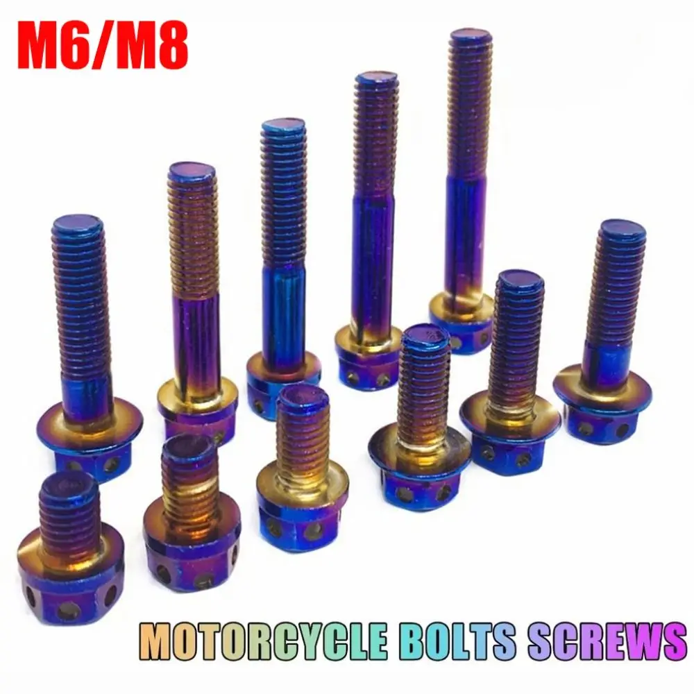 M6 M8 Titanium Bolt With Drilled Holes Blue Hex Head Screws 10/15/20/25/30/35/40/45/50/60 Titanium Screws Motorcycle
M6 M8 Titanium Bolt With Drilled Holes Blue Hex Head Screws 10/15/20/25/30/35/40/45/50/60 Titanium Screws Motorcycle