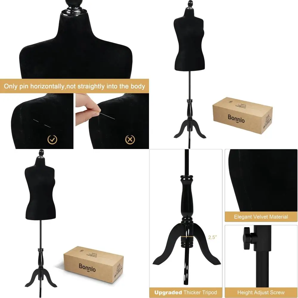 Pinnable Female Dress Form Mannequin with Wooden Stand, Size 14-16, Black
Pinnable Female Dress Form Mannequin with Wooden Stand, Size 14-16, Black