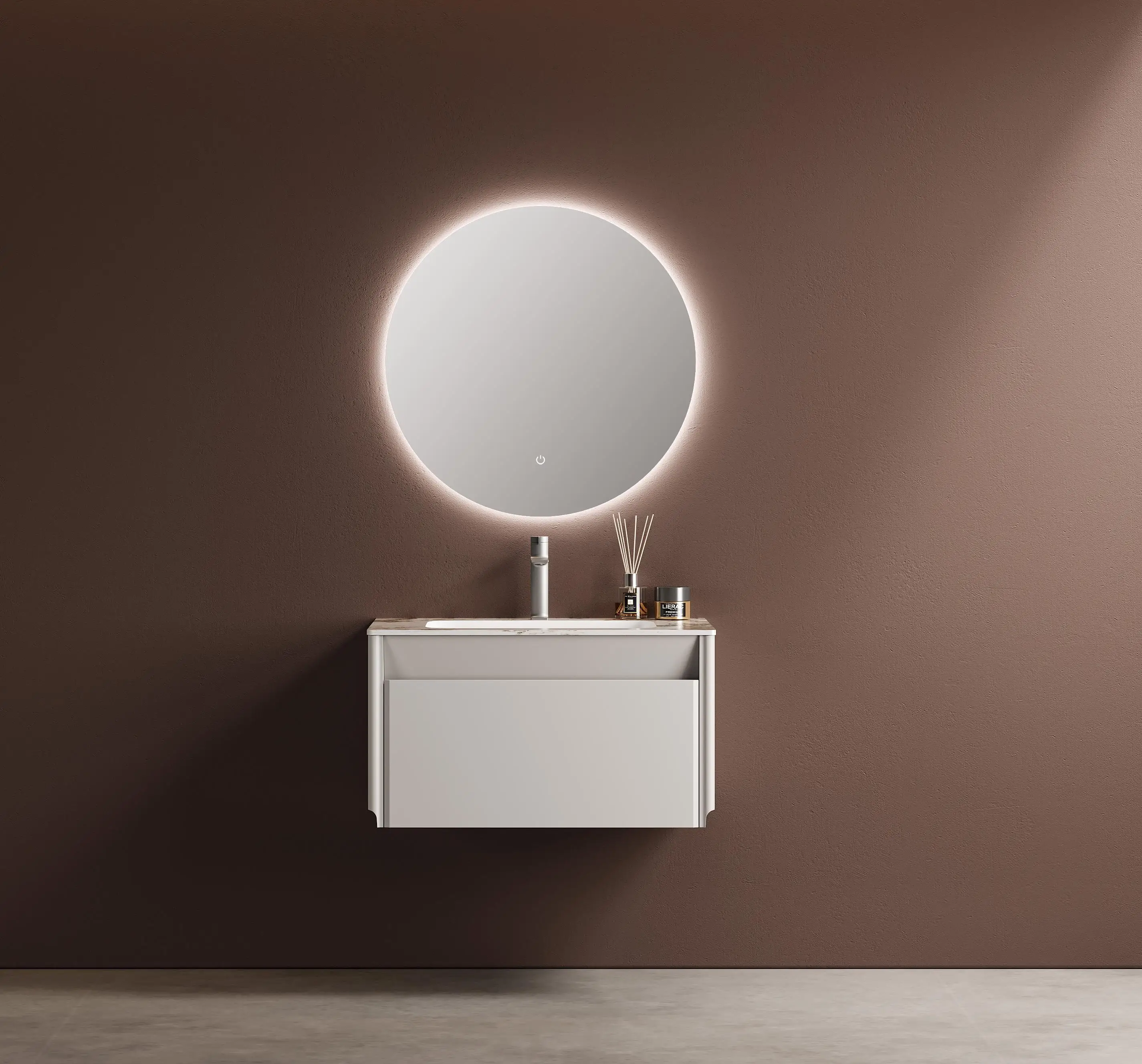 Modern Design Smart LED Mirror Water Resistant Wall-Mounted Bathroom Cabinet Solid Wood+Plywood Construction With Ceramic Basin
Modern Design Smart LED Mirror Water Resistant Wall-Mounted Bathroom Cabinet Solid Wood+Plywood Construction With Ceramic Basin