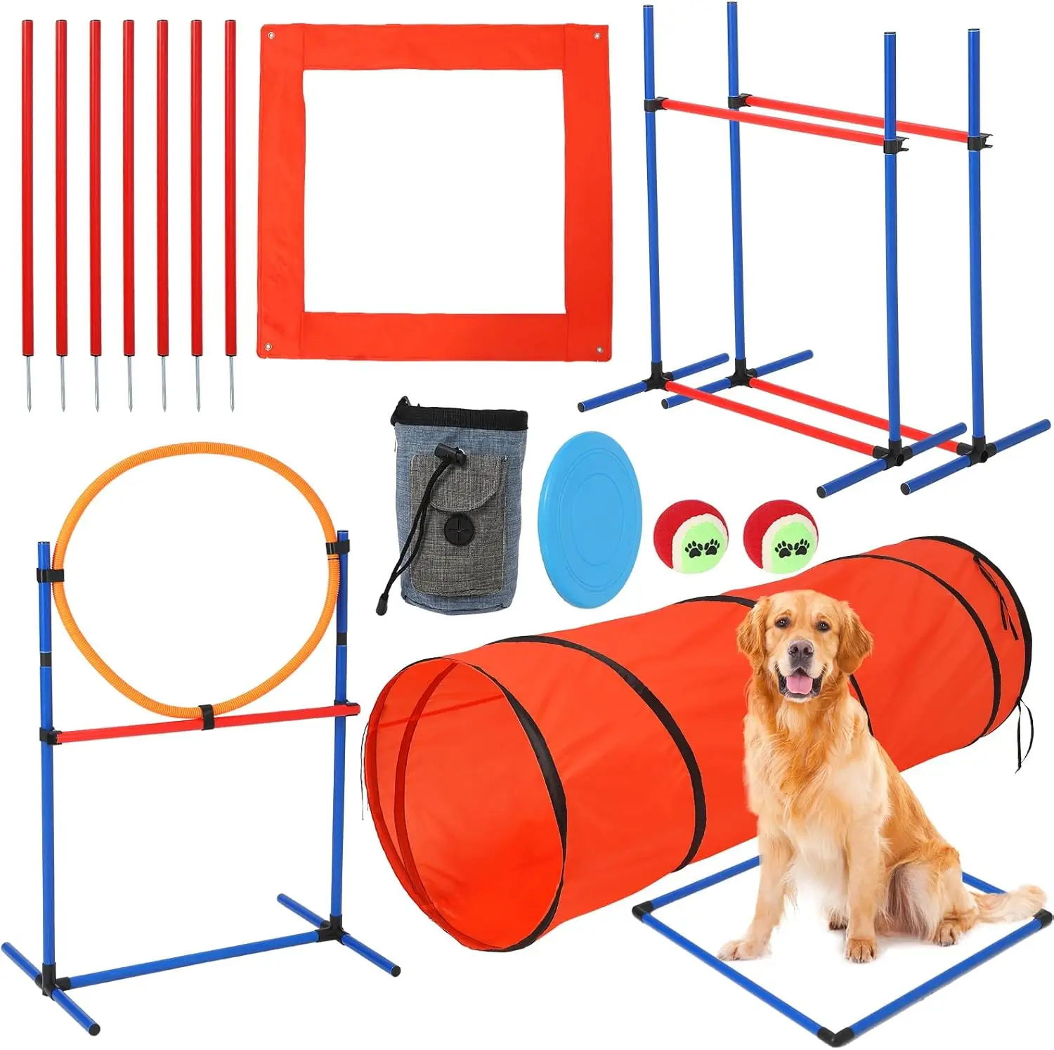 Dog Agility Training Equipment, 87-Piece Dog Obstacle Course Training Starter Kit Pet Outdoor Game with Tunnel, Agility Hurdle,
Dog Agility Training Equipment, 87-Piece Dog Obstacle Course Training Starter Kit Pet Outdoor Game with Tunnel, Agility Hurdle,