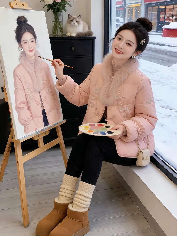 Thickened Pink down Cotton Jacket Women's Warm Outerwear Winter New Style Small Fragrance Wind Style Commute Korean Version
Thickened Pink down Cotton Jacket Women's Warm Outerwear Winter New Style Small Fragrance Wind Style Commute Korean Version