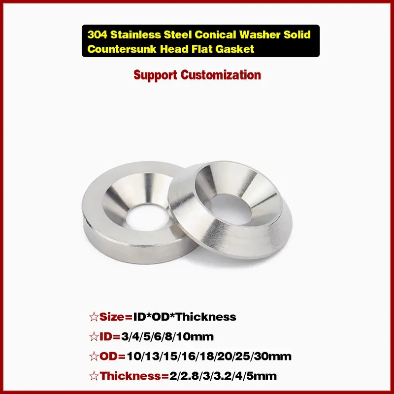 Conical Solid Flat Gasket 304 Stainless Steel Countersunk Concave Convex Washer M3 M4 M5 M6 M8 M10
Conical Solid Flat Gasket 304 Stainless Steel Countersunk Concave Convex Washer M3 M4 M5 M6 M8 M10