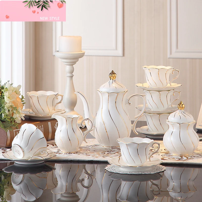 Gold Inlay Bone China Coffee Set Europe Porcelain Tea Set Ceramic Pot Creamer Sugar Bowl Teapot Coffee Cup Tea Mug Coffeeware
Gold Inlay Bone China Coffee Set Europe Porcelain Tea Set Ceramic Pot Creamer Sugar Bowl Teapot Coffee Cup Tea Mug Coffeeware