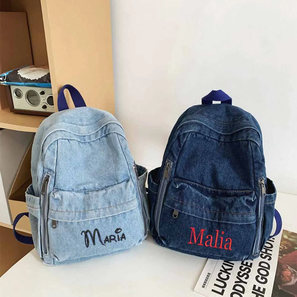 Large Capacity Denim Backpack Custom Embroidered Name Boys Girls Travel Backpack Personalized Daily Rucksack with Any Names
Large Capacity Denim Backpack Custom Embroidered Name Boys Girls Travel Backpack Personalized Daily Rucksack with Any Names