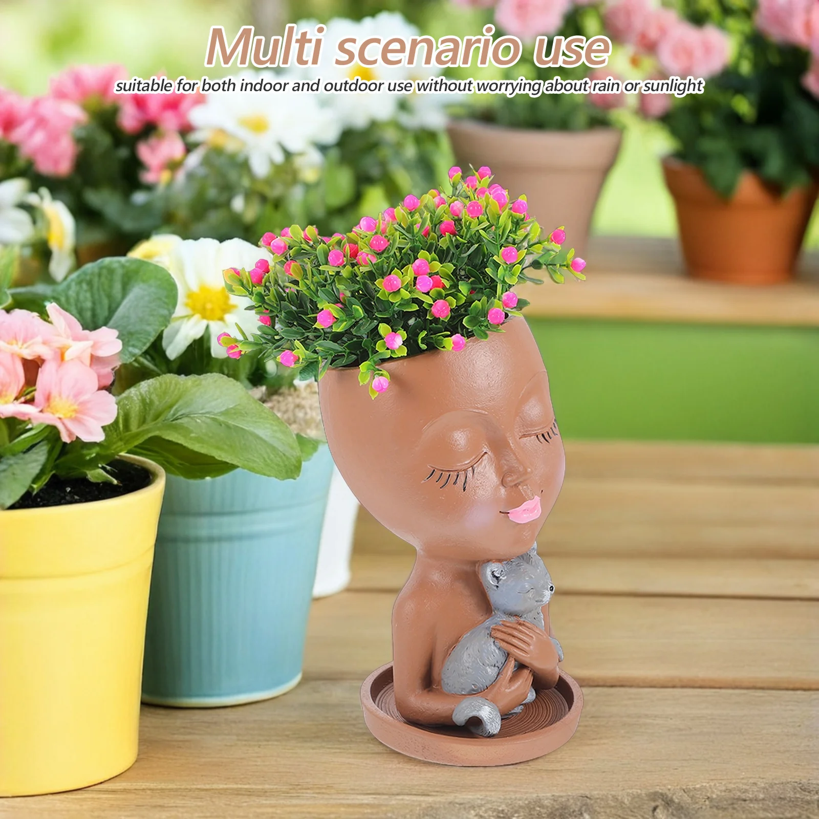 Resin Girl Face Flower Pot with Cat Hugging Theme Handpainted Planter for Indoor Outdoor Plants with Drainage Tray Cute
Resin Girl Face Flower Pot with Cat Hugging Theme Handpainted Planter for Indoor Outdoor Plants with Drainage Tray Cute