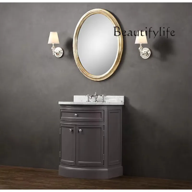 French rural retro solid wood bathroom cabinet Italian minimalist oak Nordic modern washbasin
French rural retro solid wood bathroom cabinet Italian minimalist oak Nordic modern washbasin