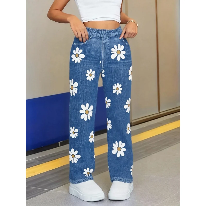 2025 Children's Y2K Street Trend Style - Daisy Floral Element Printing - Wide Leg Elastic Waist Imitation Denim Trousers
2025 Children's Y2K Street Trend Style - Daisy Floral Element Printing - Wide Leg Elastic Waist Imitation Denim Trousers