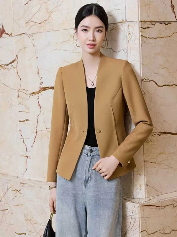 Elegant Short Neckless -Suit Jacket Women's Commute Fashion High-End Business Casual Polyester Fiber Long Sleeve Coat
Elegant Short Neckless -Suit Jacket Women's Commute Fashion High-End Business Casual Polyester Fiber Long Sleeve Coat