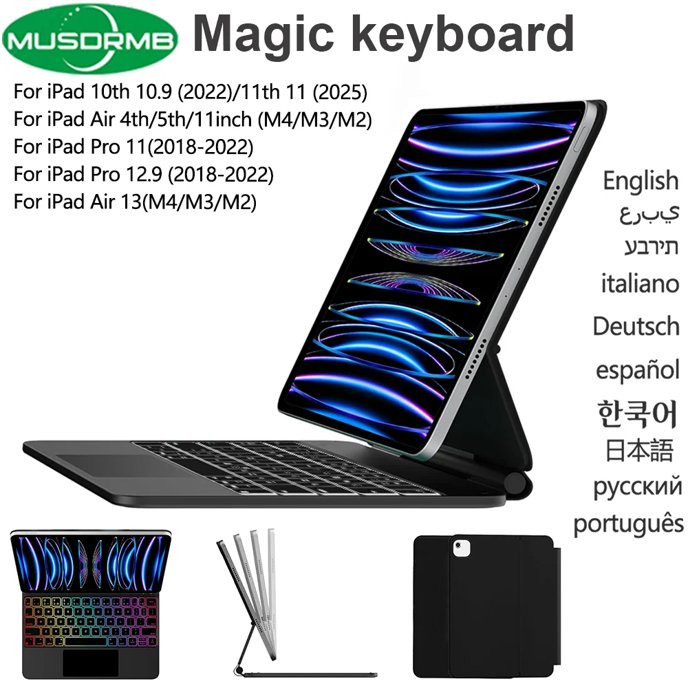 Magic Keyboard Case for iPad 11th A16 11-inch 2025 10th 10.9 2024 Air 11 13 M4 2026 M3 M2 Pro 11 12.9 2018 to 2022 Folio Cover
Magic Keyboard Case for iPad 11th A16 11-inch 2025 10th 10.9 2024 Air 11 13 M4 2026 M3 M2 Pro 11 12.9 2018 to 2022 Folio Cover