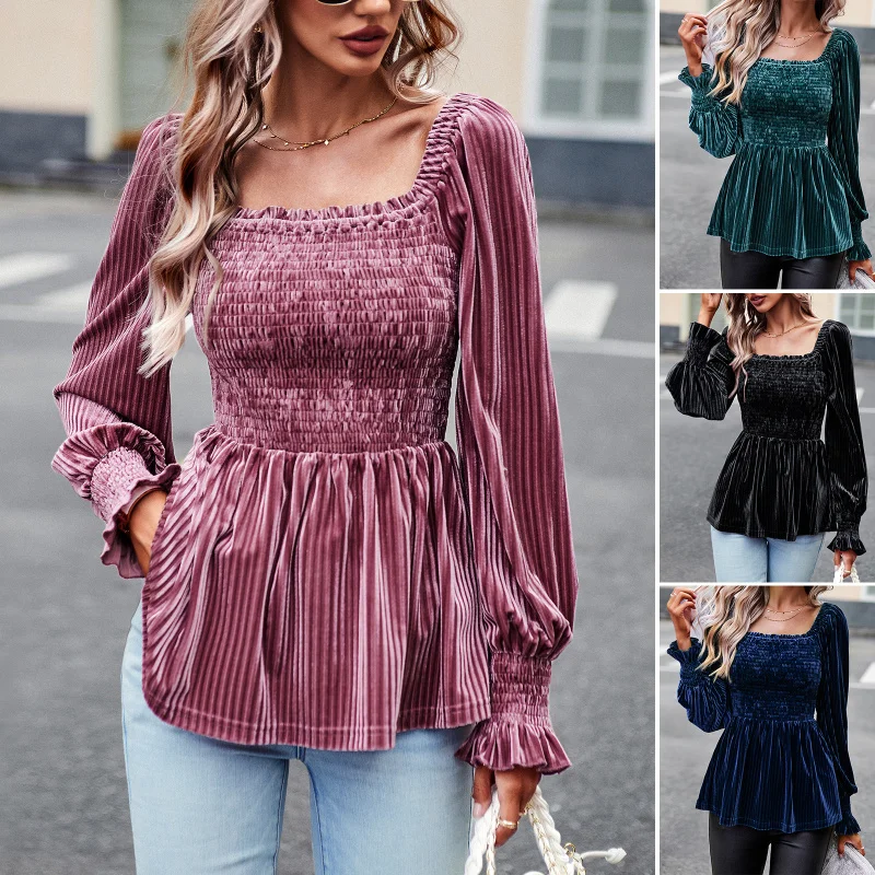 New European and American Style Velvet Shirt Women2025Autumn Winter Elegant Long Sleeve Top
New European and American Style Velvet Shirt Women2025Autumn Winter Elegant Long Sleeve Top