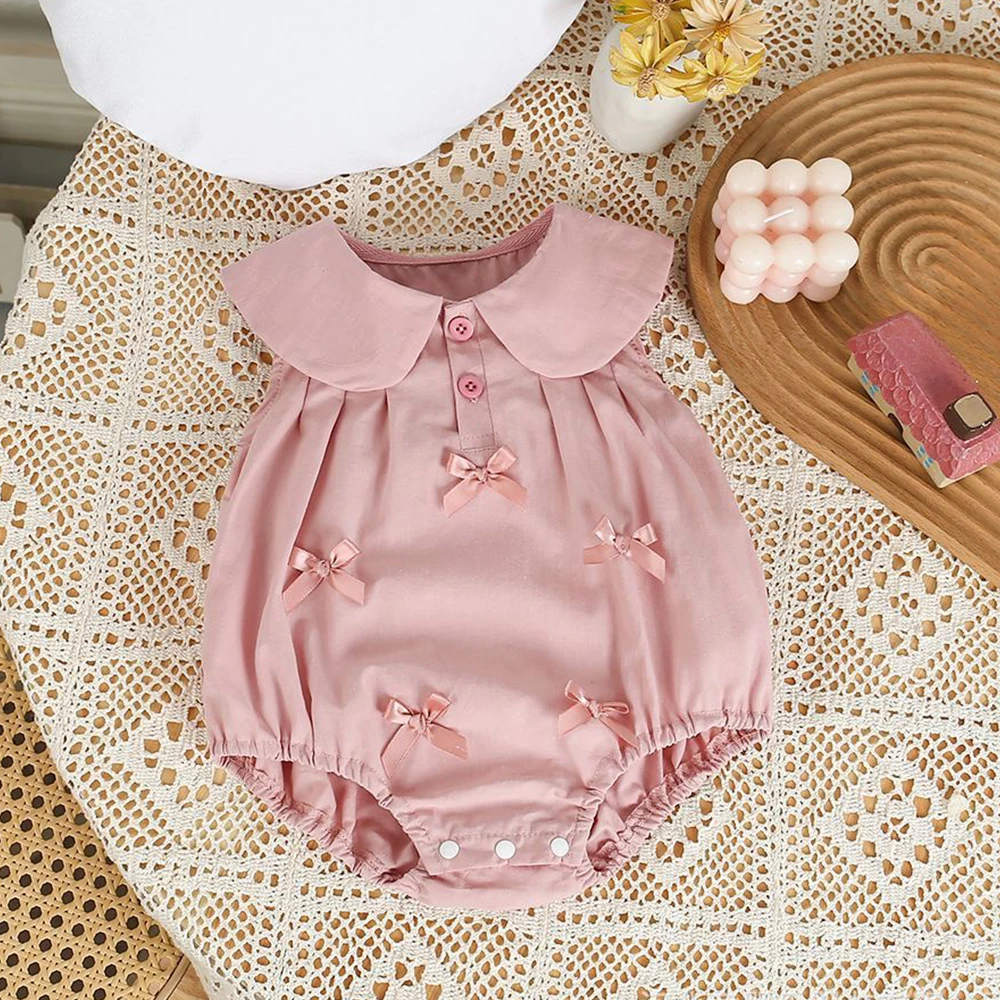 New Summer Baby Girl Cute Pink Romper Baby 0-2Y Newborn Girl Clothes Bow Sleeveless Doll Collar Jumpsuit Set Infant Clothing
New Summer Baby Girl Cute Pink Romper Baby 0-2Y Newborn Girl Clothes Bow Sleeveless Doll Collar Jumpsuit Set Infant Clothing