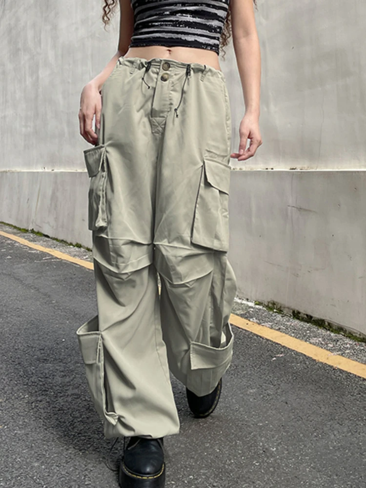 Low Waist Cargo Pants Women Y2k Pocket Drawstring Streetwear Wide Leg Pants Vintage Casual Loose Sweatpants 2023 
Low Waist Cargo Pants Women Y2k Pocket Drawstring Streetwear Wide Leg Pants Vintage Casual Loose Sweatpants 2023