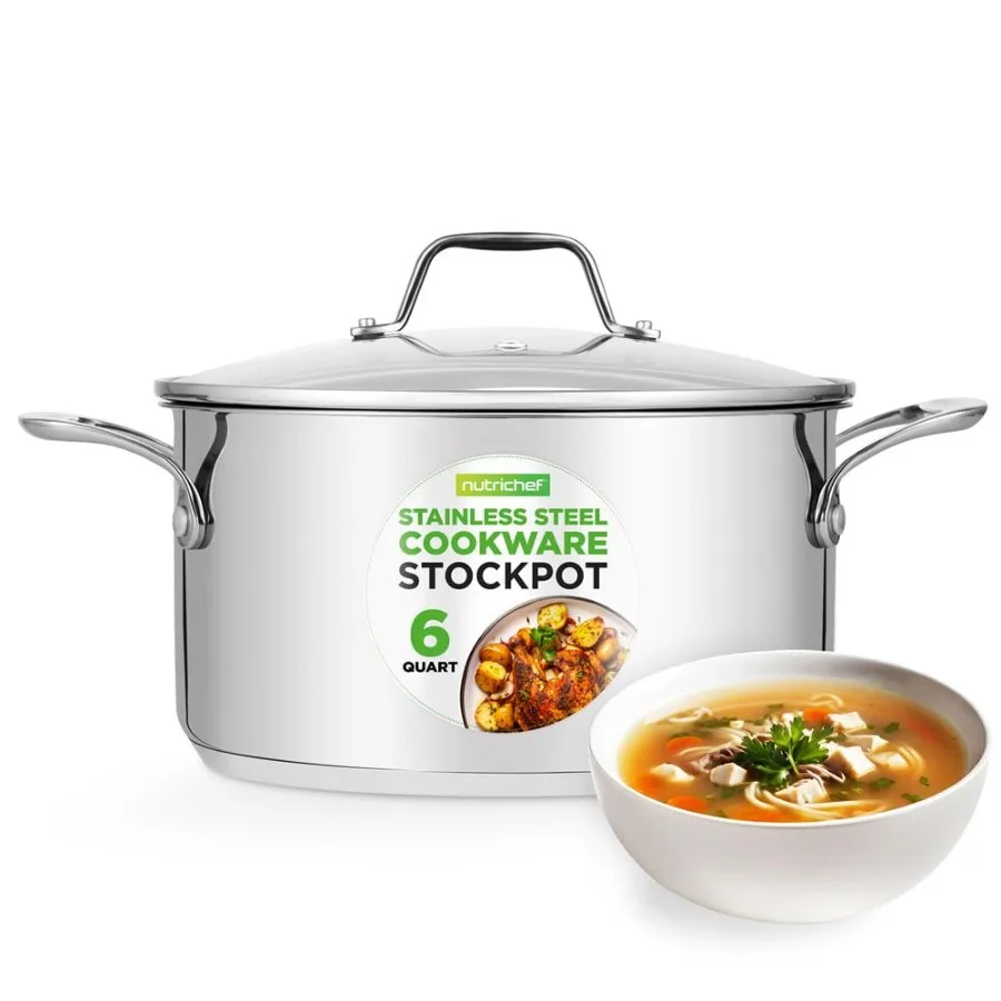 6-Quart Stainless Steel Stock Pot - 18 8 Food Grade Steel Heavy Duty Induction
6-Quart Stainless Steel Stock Pot - 18 8 Food Grade Steel Heavy Duty Induction
