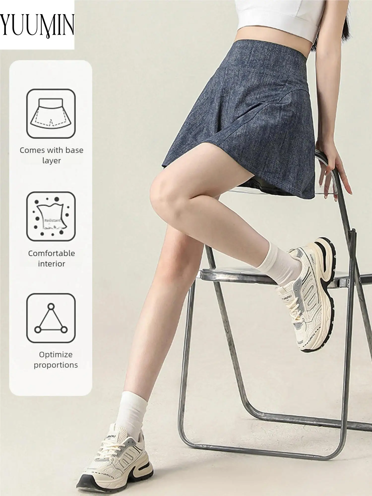 Women High Waist Denim Skirt with Built in Shorts Stretchy Breathable for Tennis Badminton Sports Exercise Summer
Women High Waist Denim Skirt with Built in Shorts Stretchy Breathable for Tennis Badminton Sports Exercise Summer