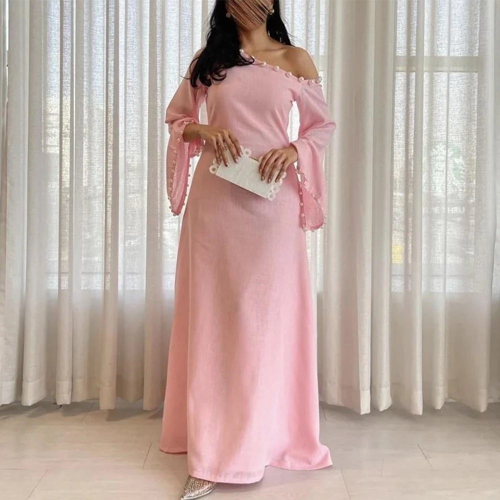 Linen A-Line Evening Dress with Pearl Boat Neck Long Flare Sleeve Women Floor Length Customized Wedding Party High Quality Gown
Linen A-Line Evening Dress with Pearl Boat Neck Long Flare Sleeve Women Floor Length Customized Wedding Party High Quality Gown