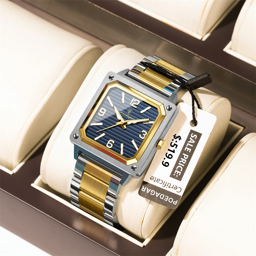POEDAGAR Luxury Military Man Wristwatch Square Quartz Men Watch Waterproof Luminous Stainless Steel Men's Watches Male Reloj+box
POEDAGAR Luxury Military Man Wristwatch Square Quartz Men Watch Waterproof Luminous Stainless Steel Men's Watches Male Reloj+box