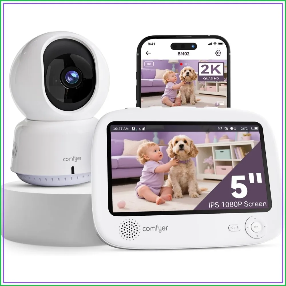 5" 1080P Split Screen & 2K Camera Baby Monitor - WiFi & No WiFi, Motion Alerts, Sound Detection, HD Night Vision, 5050mAh Battery, 1600ft Range
5" 1080P Split Screen & 2K Camera Baby Monitor - WiFi & No WiFi, Motion Alerts, Sound Detection, HD Night Vision, 5050mAh Battery, 1600ft Range