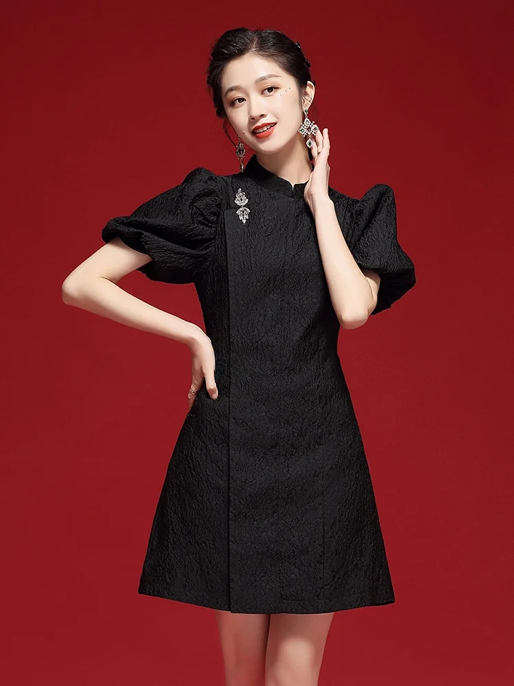 Ele Bla Young Sle Revamped Version Spring Summer High End Dr Retro Sle ort Sve Breathable Polyester
Ele Bla Young Sle Revamped Version Spring Summer High End Dr Retro Sle ort Sve Breathable Polyester