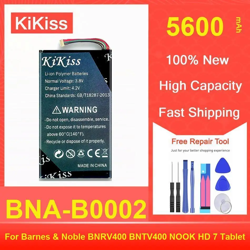 Аккумулятор Kikiss 5600 мАч BNA-B0002 для планшета Barnes & Noble BNRV400 BNTV400 NOOK HD 7
Аккумулятор Kikiss 5600 мАч BNA-B0002 для планшета Barnes & Noble BNRV400 BNTV400 NOOK HD 7