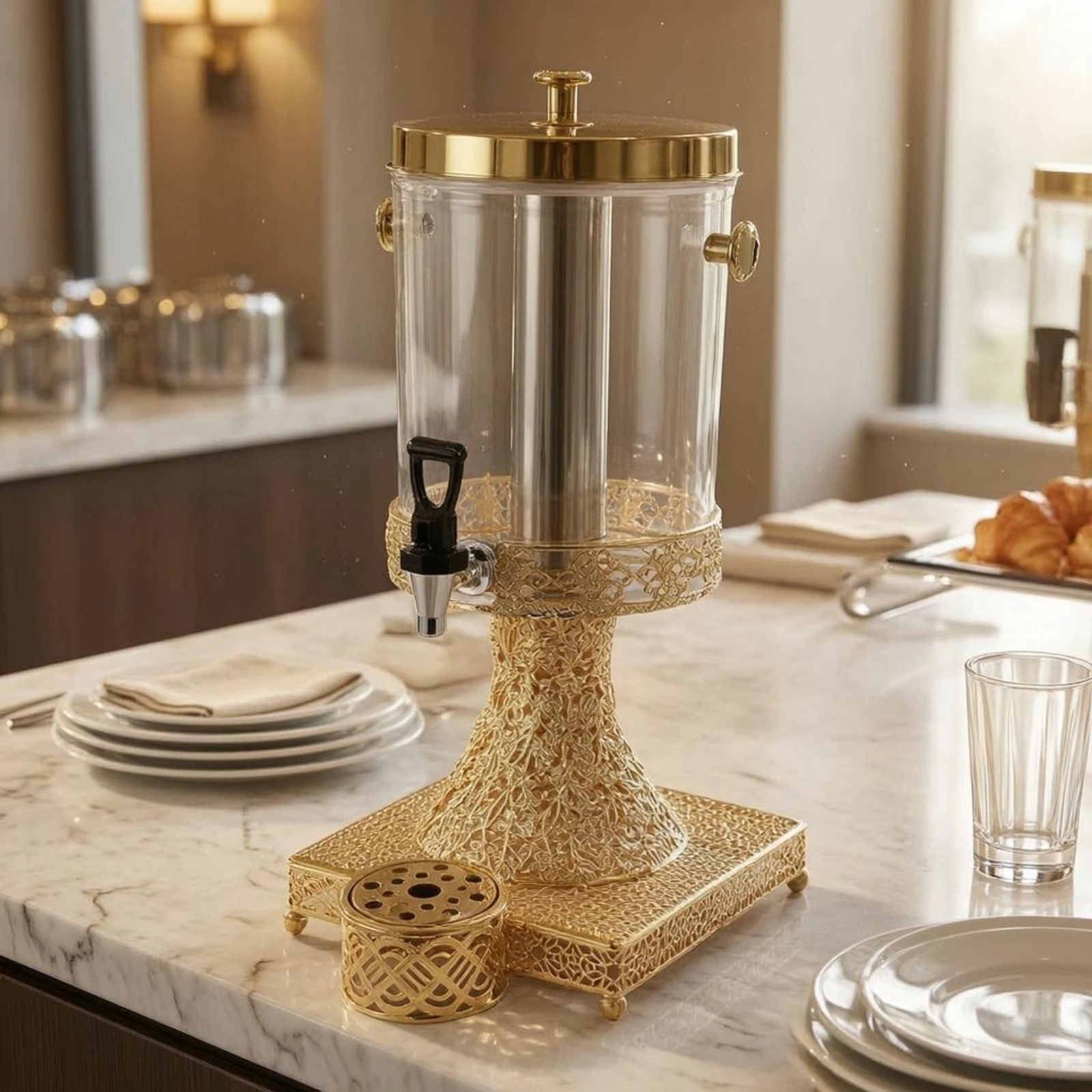 Stainless Steel Ice Column Dispenser Side Handles Transparent Juice Dispenser Beverage Server Large Capacity
Stainless Steel Ice Column Dispenser Side Handles Transparent Juice Dispenser Beverage Server Large Capacity