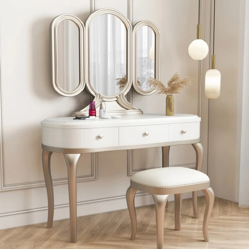 Women Luxury Modern Vanity Table Storage Mirror Organizer Drawers Makeup Vanity Desk Bedroom Girls Penteadeira Bedroom Furniture
Women Luxury Modern Vanity Table Storage Mirror Organizer Drawers Makeup Vanity Desk Bedroom Girls Penteadeira Bedroom Furniture