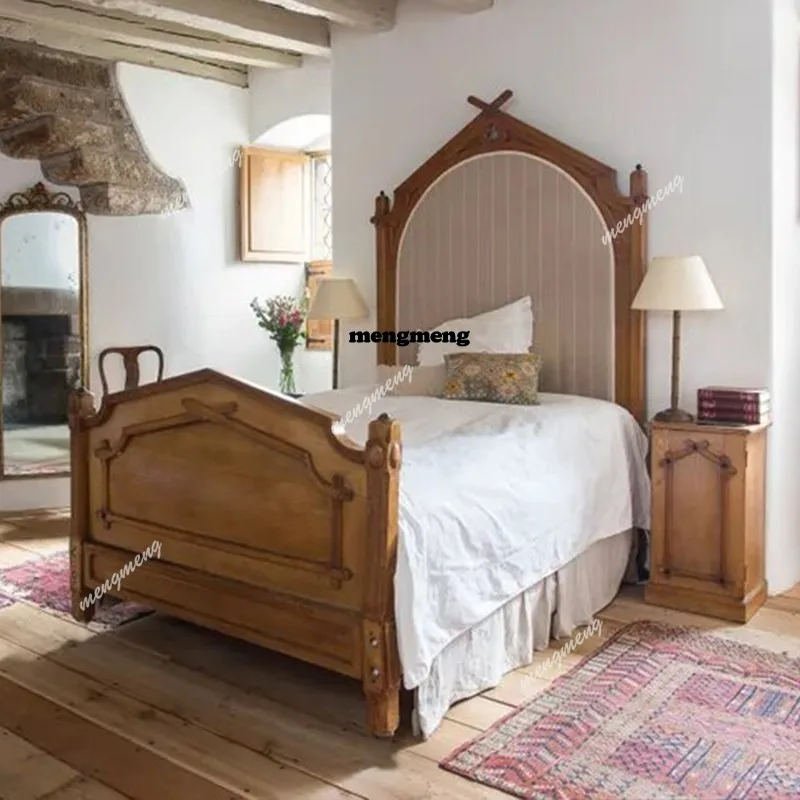 Retro solid wood bed bedroom designer small apartment 1.5 meters soft single bed
Retro solid wood bed bedroom designer small apartment 1.5 meters soft single bed