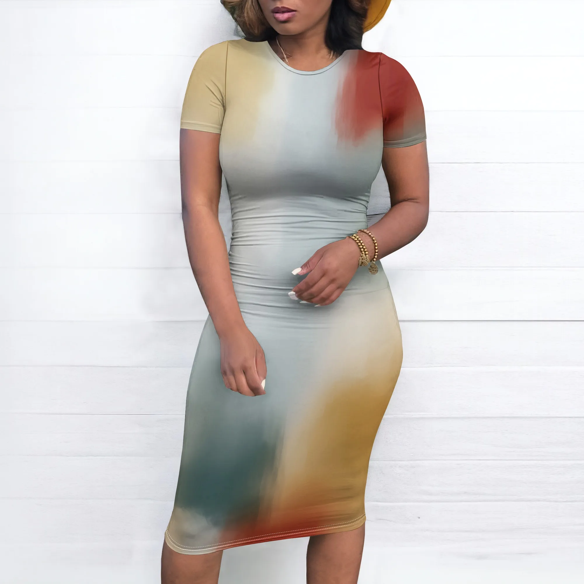 Gradient Bodycon Midi Dress S-3XL Women's Summer Art Gallery or Music Festival Look Elegant Short Sleeve Style
Gradient Bodycon Midi Dress S-3XL Women's Summer Art Gallery or Music Festival Look Elegant Short Sleeve Style