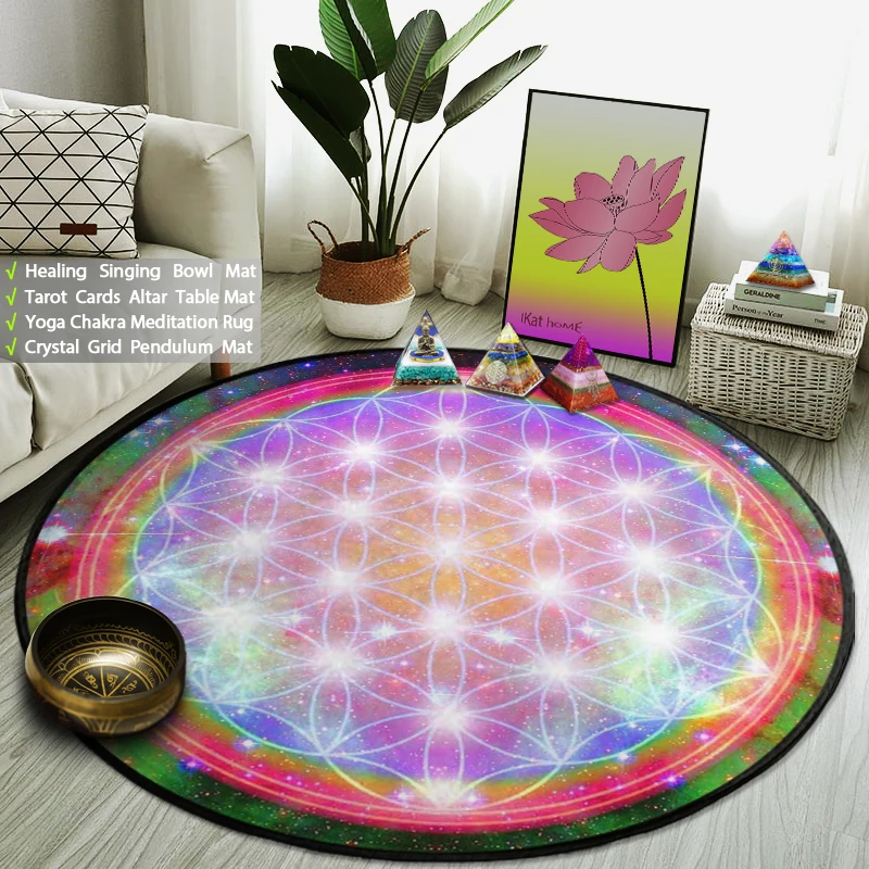 Galaxy Carpet Flower Of Life Round Rug Thick Non-slip Yoga Mat Trippy Meditation Cushion Sacred Planet Geometry Tarot Card Pads
Galaxy Carpet Flower Of Life Round Rug Thick Non-slip Yoga Mat Trippy Meditation Cushion Sacred Planet Geometry Tarot Card Pads