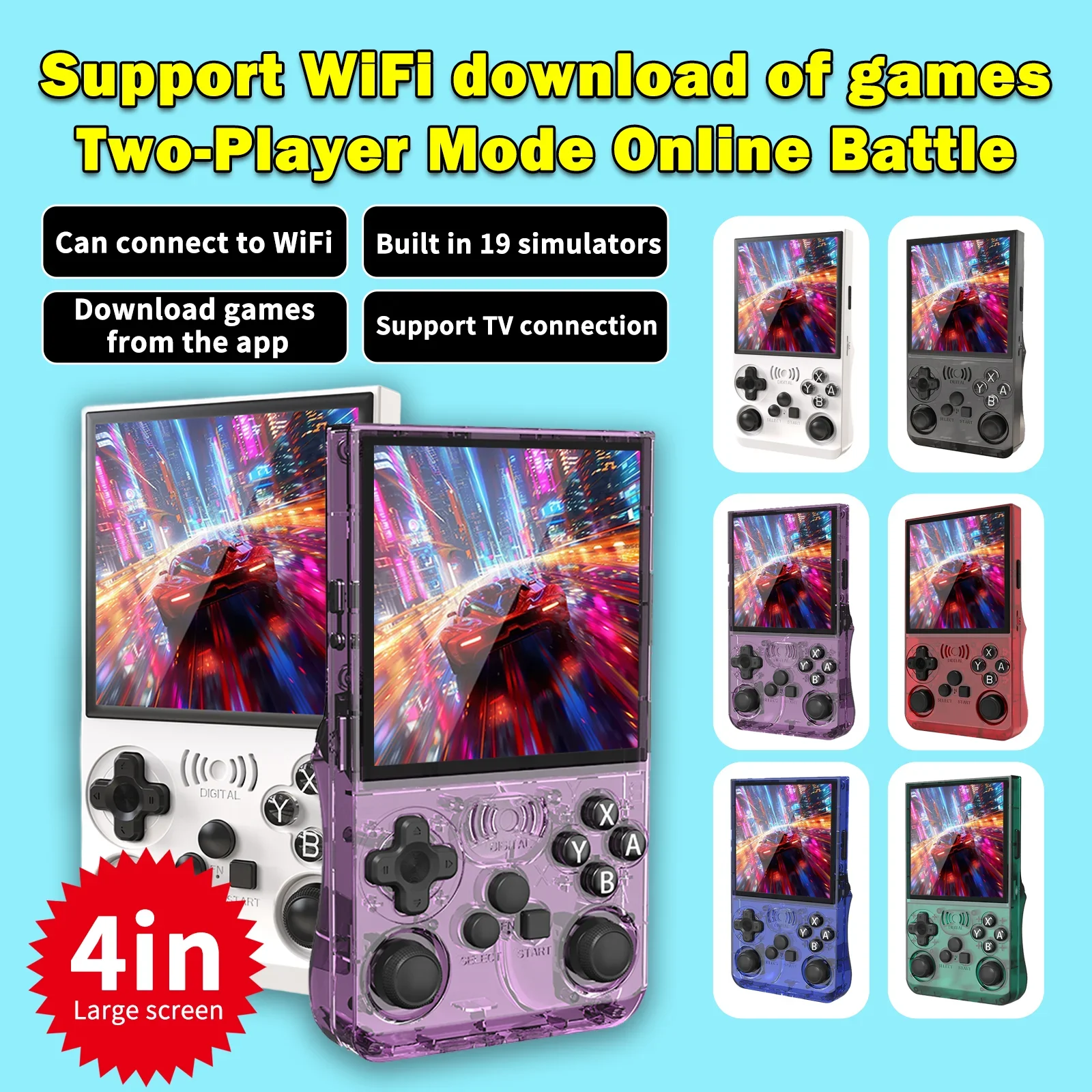 GAMINJA New Handheld Game Console WiFi Download Online Battle 4 Inch IPS 3500mAh Portable Retro Video Game Player
GAMINJA New Handheld Game Console WiFi Download Online Battle 4 Inch IPS 3500mAh Portable Retro Video Game Player