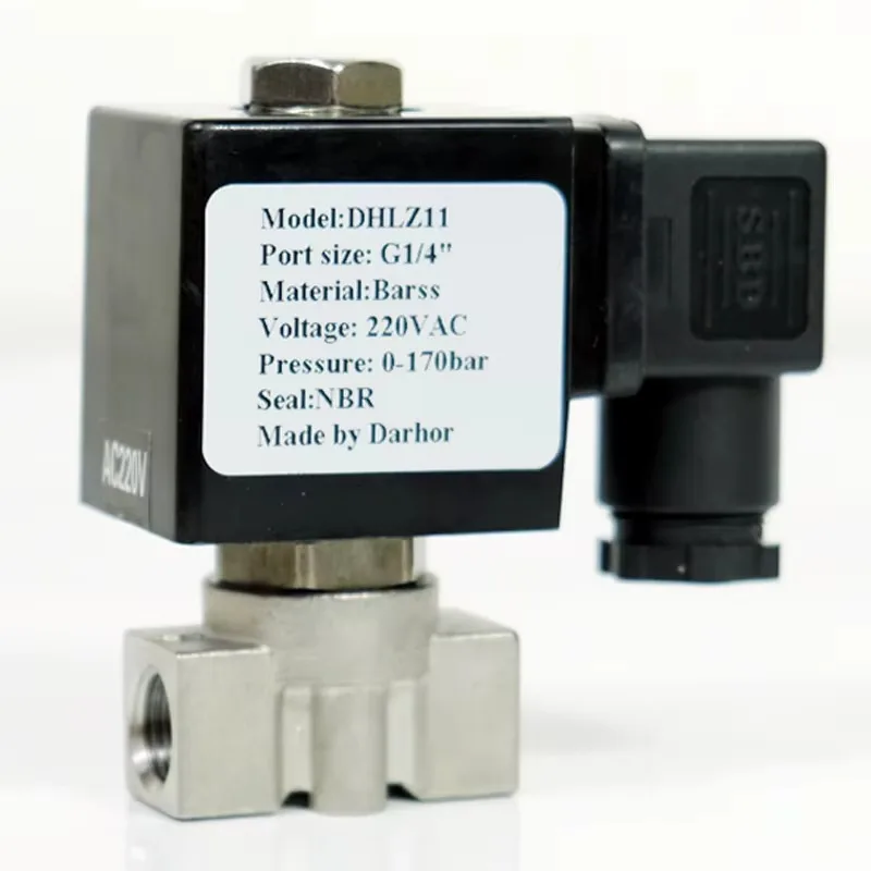 High Pressure 100-300bar Stainless Steel / Brass Solenoid Valve, Miniature 1/8" 1/4"
High Pressure 100-300bar Stainless Steel / Brass Solenoid Valve, Miniature 1/8" 1/4"