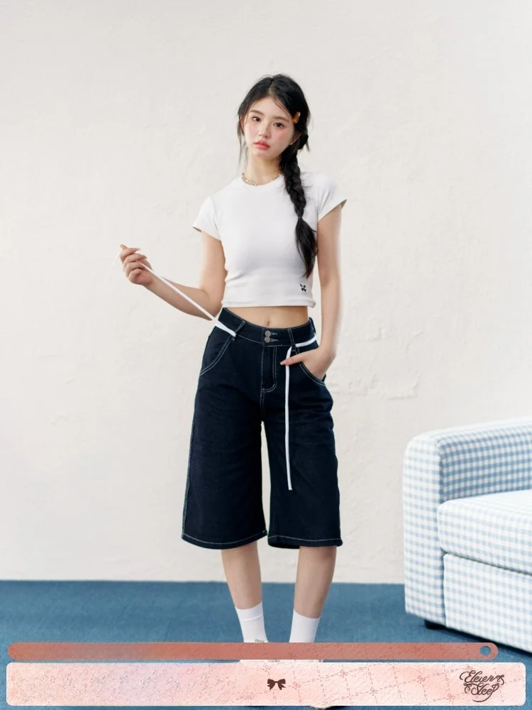 High Waist ort Jeans Women's Korean Sle Dstring Straight Leg Mid-Calf Five-Point Denim Casual Summer Faion
High Waist ort Jeans Women's Korean Sle Dstring Straight Leg Mid-Calf Five-Point Denim Casual Summer Faion