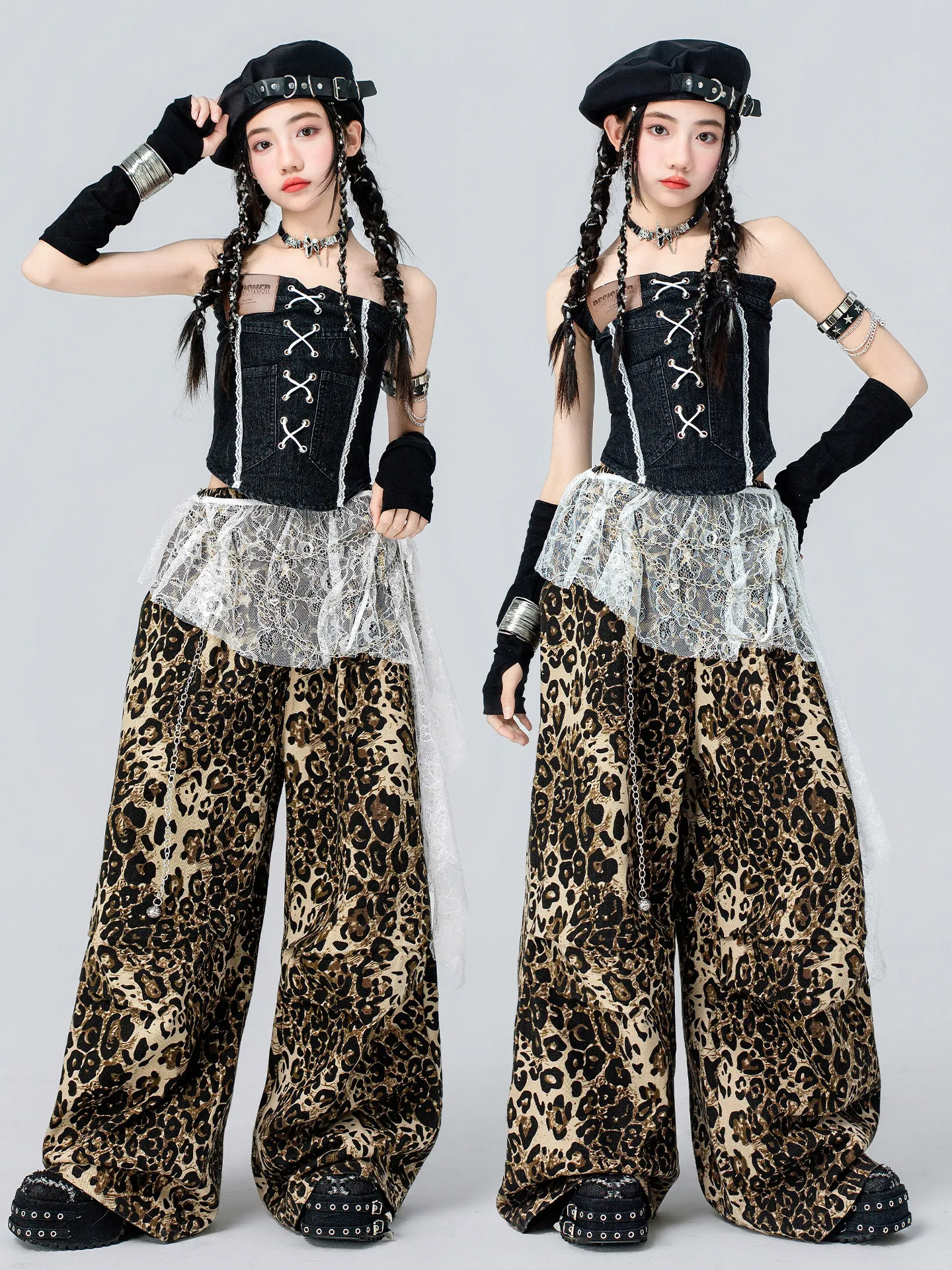 2026 New Kids Jazz Dance Kpop Performance Costume Girls Top Leopard Print Pants Street Wear Children Hip Hop Clothing DW11555
2026 New Kids Jazz Dance Kpop Performance Costume Girls Top Leopard Print Pants Street Wear Children Hip Hop Clothing DW11555
