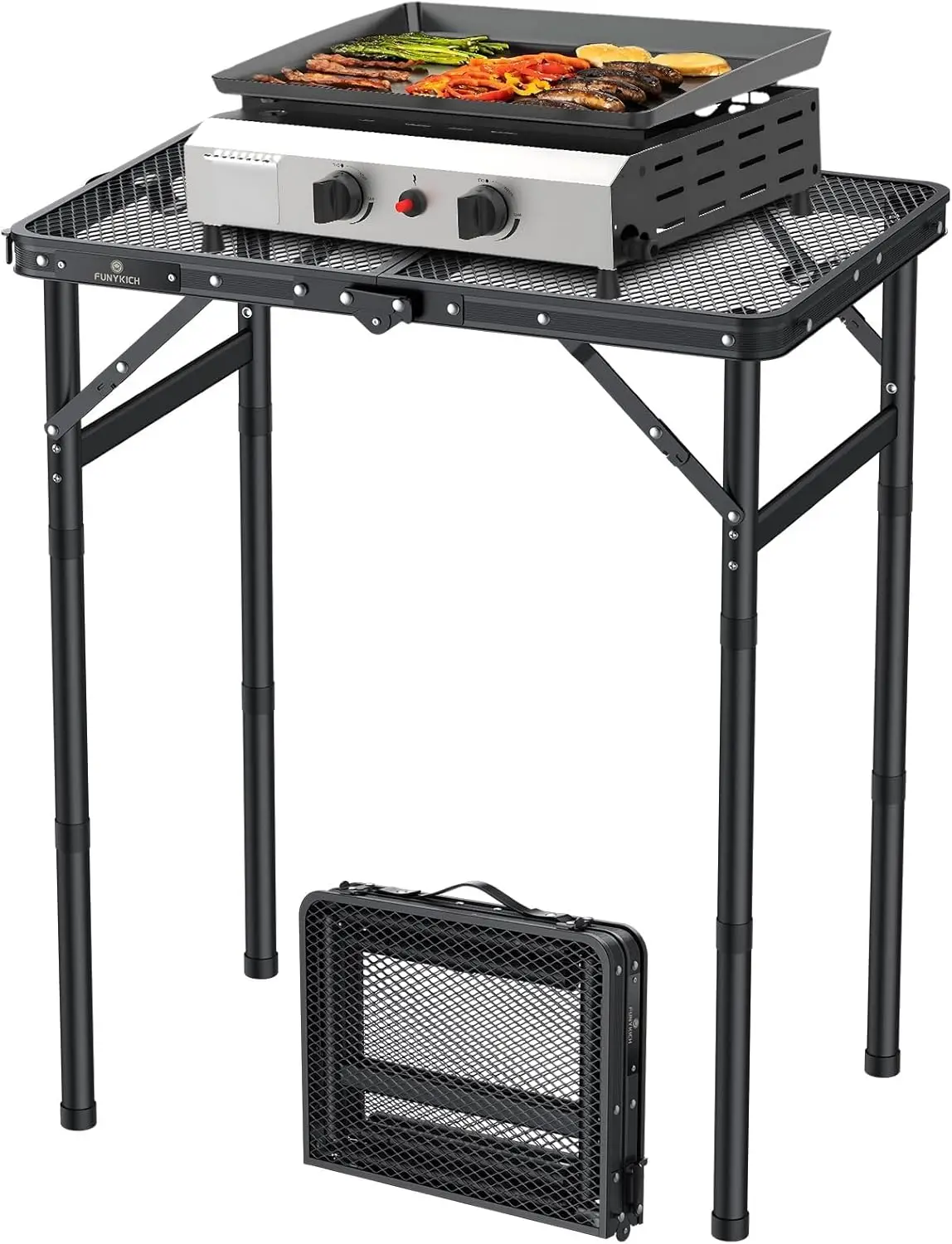 FUNYKICH Folding Grill Table for Outside, 3 Height Adjustable Portable Camping Tables, Lightweight Metal Aluminum Outdoor Table 
FUNYKICH Folding Grill Table for Outside, 3 Height Adjustable Portable Camping Tables, Lightweight Metal Aluminum Outdoor Table
