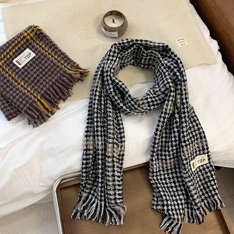 Stylish Commuter Knitted Scarf with Plaid Pattern Versatile Thick Shawl with Tassel for Fall and Winter
Stylish Commuter Knitted Scarf with Plaid Pattern Versatile Thick Shawl with Tassel for Fall and Winter