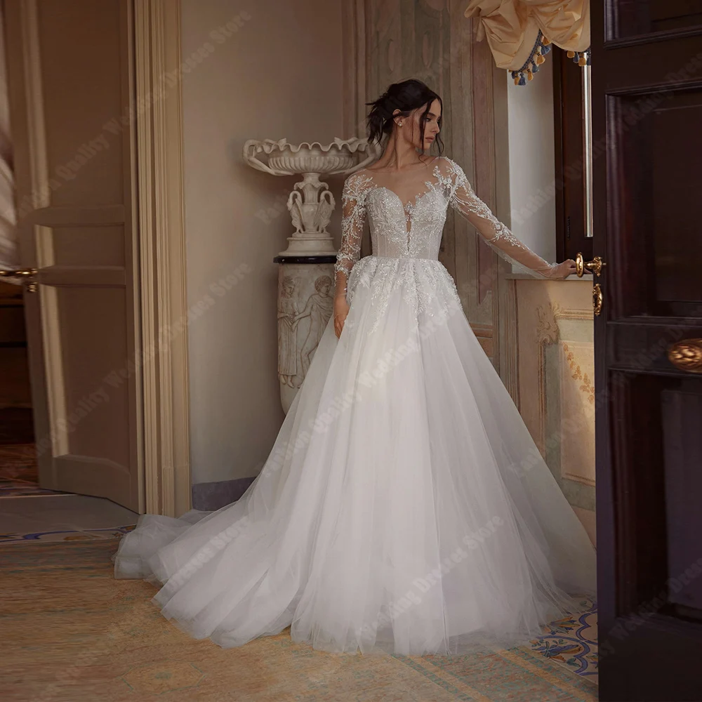 Vintage A-Line Women Wedding Dresses Sparkling Sequined Lace Applique Bridal Gown Engagement Banquet Vestido De Novia Customized
Vintage A-Line Women Wedding Dresses Sparkling Sequined Lace Applique Bridal Gown Engagement Banquet Vestido De Novia Customized