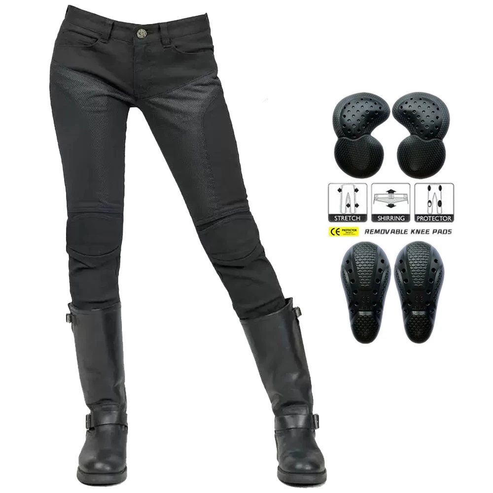 New Motorcycle Women Summer Riding Jeans Belt Fixed Longer Knee Gears Moto Trousers Mesh Breathable High Elastic Motocross Pants
New Motorcycle Women Summer Riding Jeans Belt Fixed Longer Knee Gears Moto Trousers Mesh Breathable High Elastic Motocross Pants