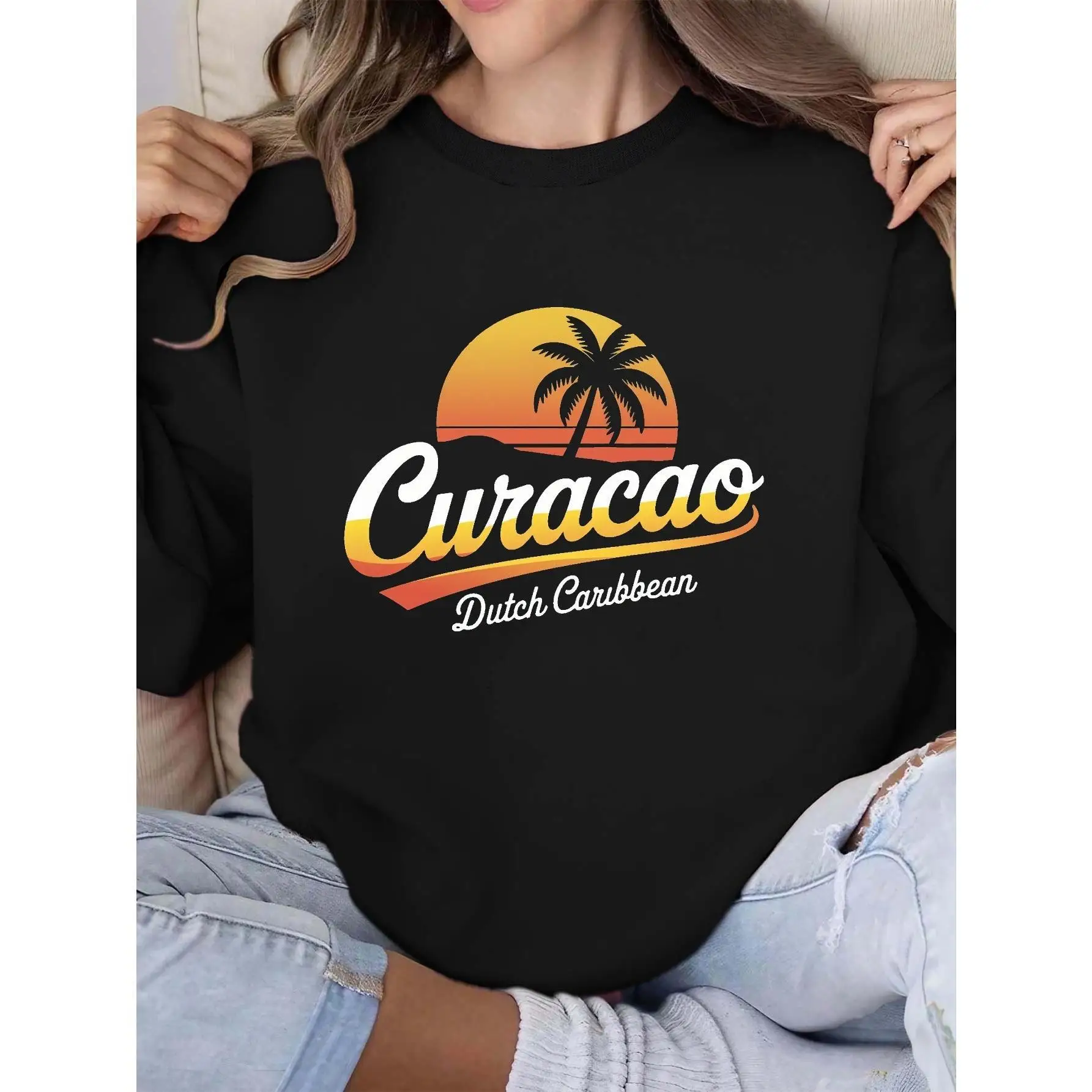 Curacao Dutch Caribbean Sweatshirt Women Men Vintage Sunset Palm Tree Print Travel Souvenir Pullover Vacation Top
Curacao Dutch Caribbean Sweatshirt Women Men Vintage Sunset Palm Tree Print Travel Souvenir Pullover Vacation Top