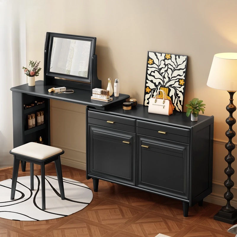 Nordic medieval black solid wood dresser chest cabinet light luxury modern home bedroom telescopic storage dressing table
Nordic medieval black solid wood dresser chest cabinet light luxury modern home bedroom telescopic storage dressing table