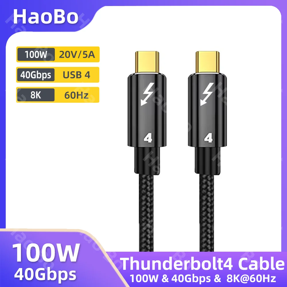 Thunderbolt 4 Cable 40Gbps Data Transfer PD 100W USB C Cable 8K 60Hz Monitor Type C Charger Cable for Laptop Fast Charging Cable
Thunderbolt 4 Cable 40Gbps Data Transfer PD 100W USB C Cable 8K 60Hz Monitor Type C Charger Cable for Laptop Fast Charging Cable