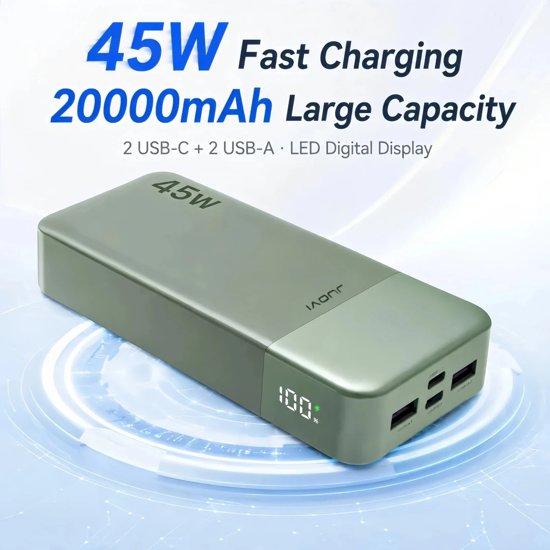 JUOVI 20000mAh Power Bank PD3.0 QC4.0 Fast Charging 45W Laptop Portable Charger LED Display For iPhone17 Sansung Outdoor Travel
JUOVI 20000mAh Power Bank PD3.0 QC4.0 Fast Charging 45W Laptop Portable Charger LED Display For iPhone17 Sansung Outdoor Travel