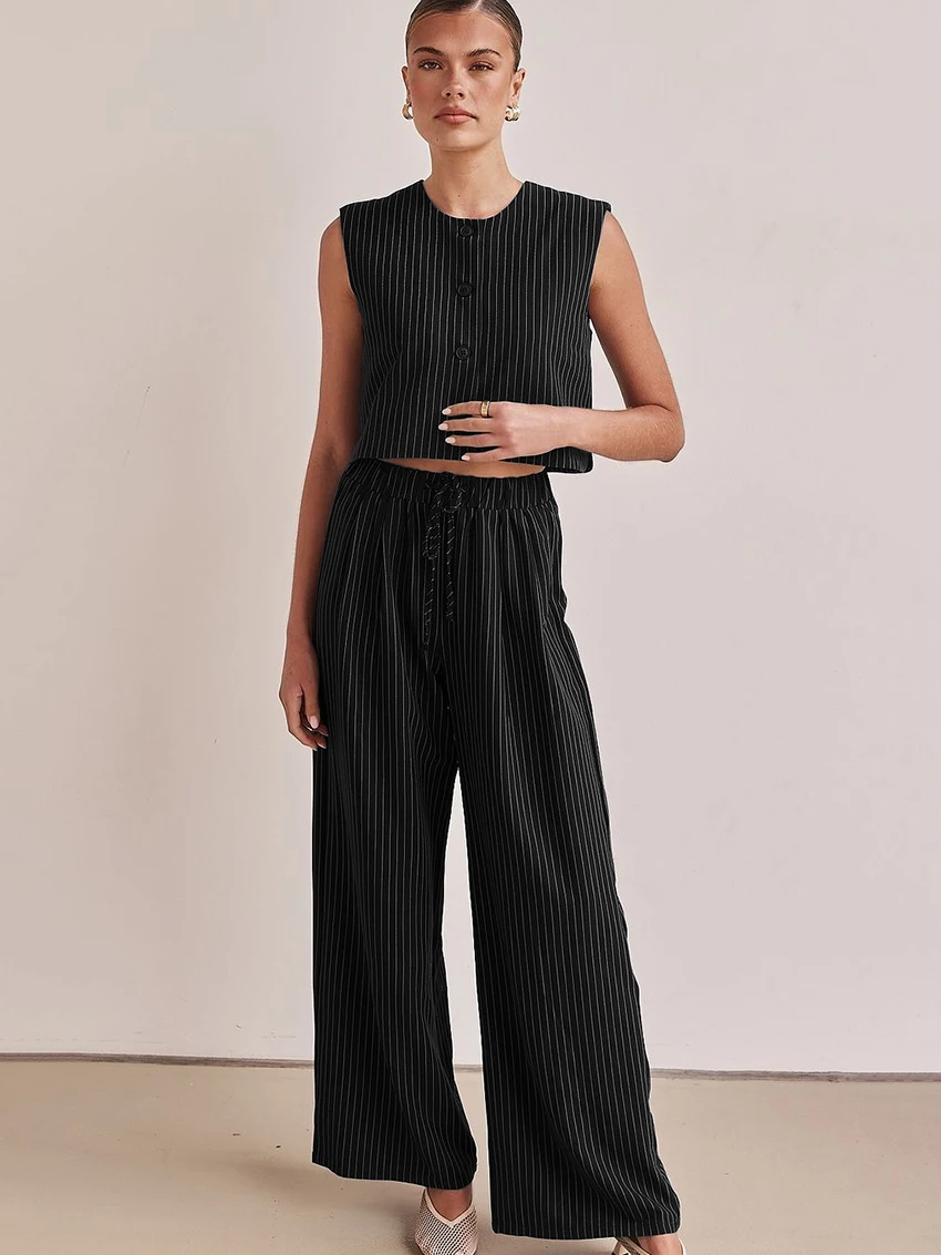 Marthaqiqi Striped Female Sleepwear Set O-Neck Pajamas Sleeveless Nightwear Crop Top Nightgowns Pants Casual Women Nightie Suit
Marthaqiqi Striped Female Sleepwear Set O-Neck Pajamas Sleeveless Nightwear Crop Top Nightgowns Pants Casual Women Nightie Suit
