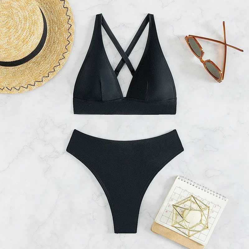 Solid Color Black Swimsuit for Women 2025 Summer High Waist 2-piece Bikini Set Beach Bathing Suit Bandage Vacation Swimwear
Solid Color Black Swimsuit for Women 2025 Summer High Waist 2-piece Bikini Set Beach Bathing Suit Bandage Vacation Swimwear