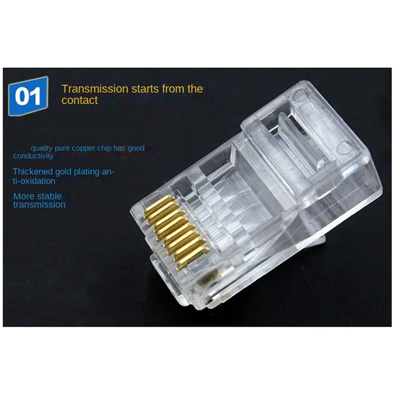 Efficient RJ45 Network Cable Modular Plug Ethernet Cable Connector Unshielded 8 Pin Modular Utp Crystal Plug Set For PC Adapter
Efficient RJ45 Network Cable Modular Plug Ethernet Cable Connector Unshielded 8 Pin Modular Utp Crystal Plug Set For PC Adapter