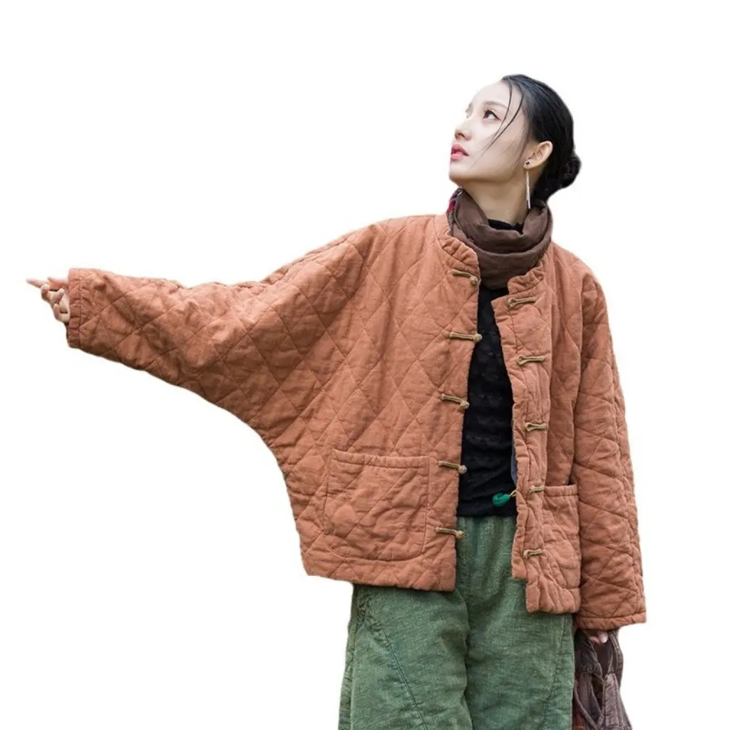 Winter Women's Ramie Quilted Cotton Jacket Diamond Pattern Button Closure Artistic Bohemian Style New Arrival
Winter Women's Ramie Quilted Cotton Jacket Diamond Pattern Button Closure Artistic Bohemian Style New Arrival