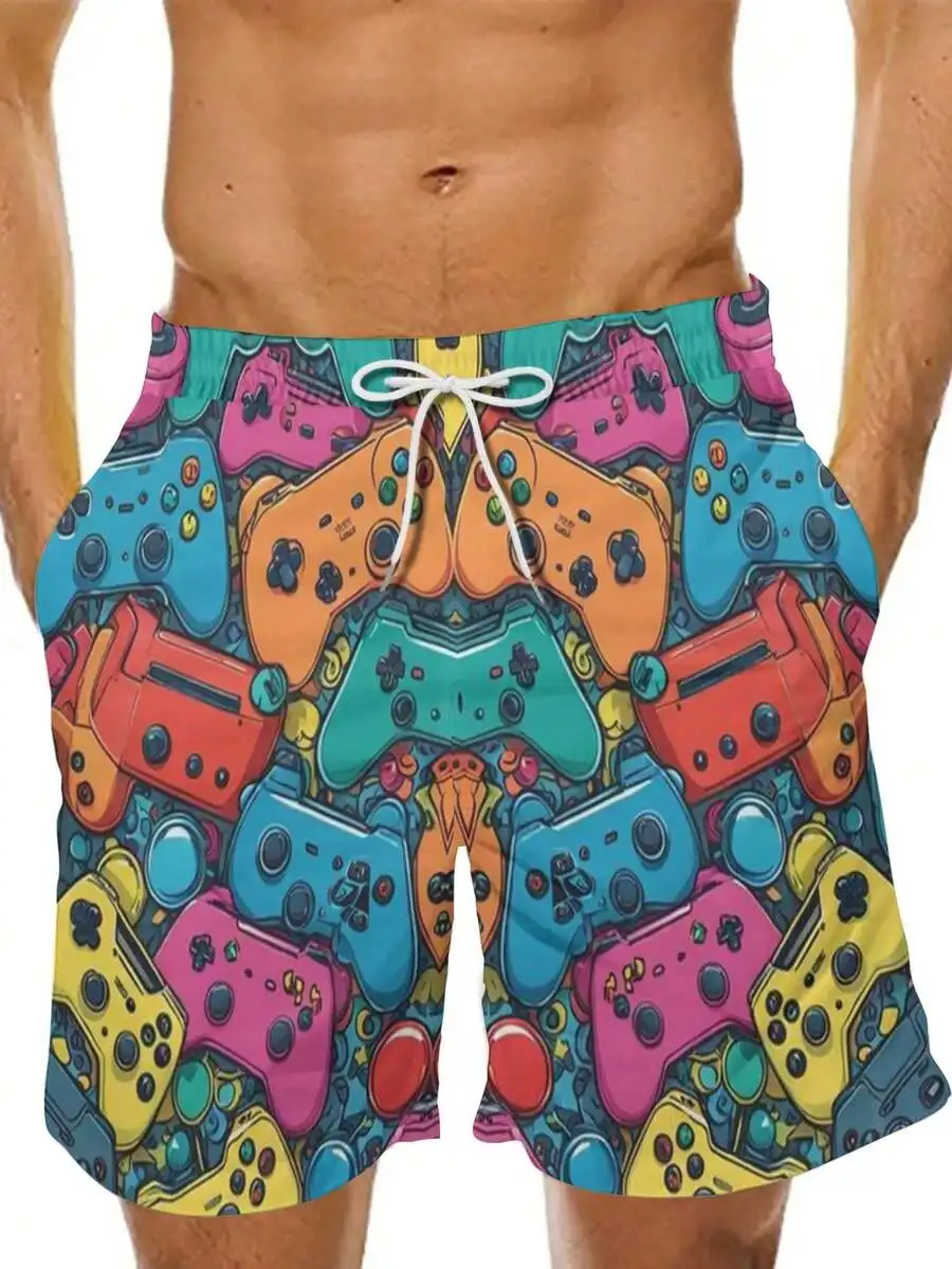Mens Gaming Controller Print Swim Trunks With Pockets And Drawstring
Mens Gaming Controller Print Swim Trunks With Pockets And Drawstring