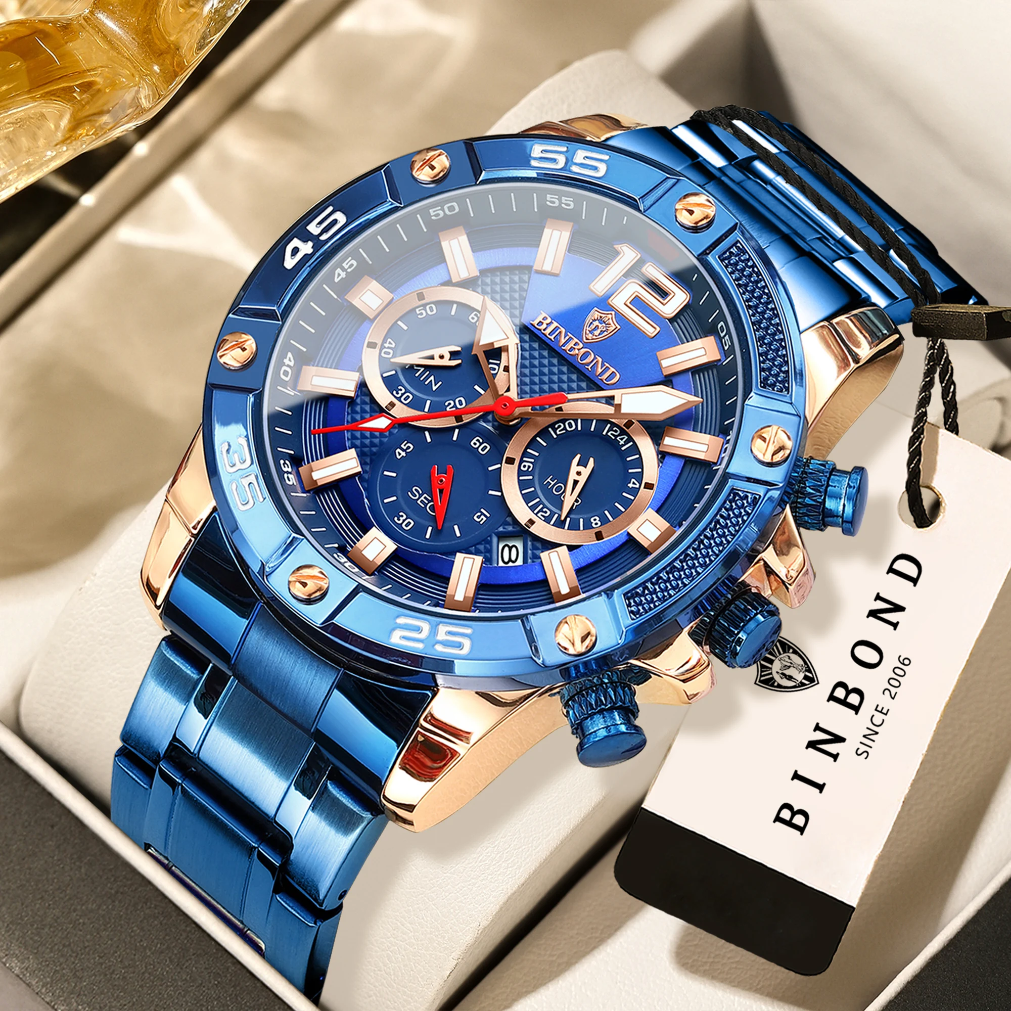 BINBOND luminous waterproof auto date men's watch Luxury quartz watches for men sports fashion casual reloj precise durable
BINBOND luminous waterproof auto date men's watch Luxury quartz watches for men sports fashion casual reloj precise durable