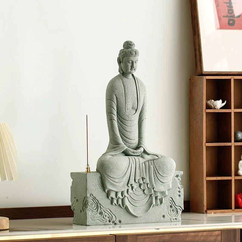 New Chinese-style home desktop, Zen ornament of Buddha statue in the entrance
New Chinese-style home desktop, Zen ornament of Buddha statue in the entrance