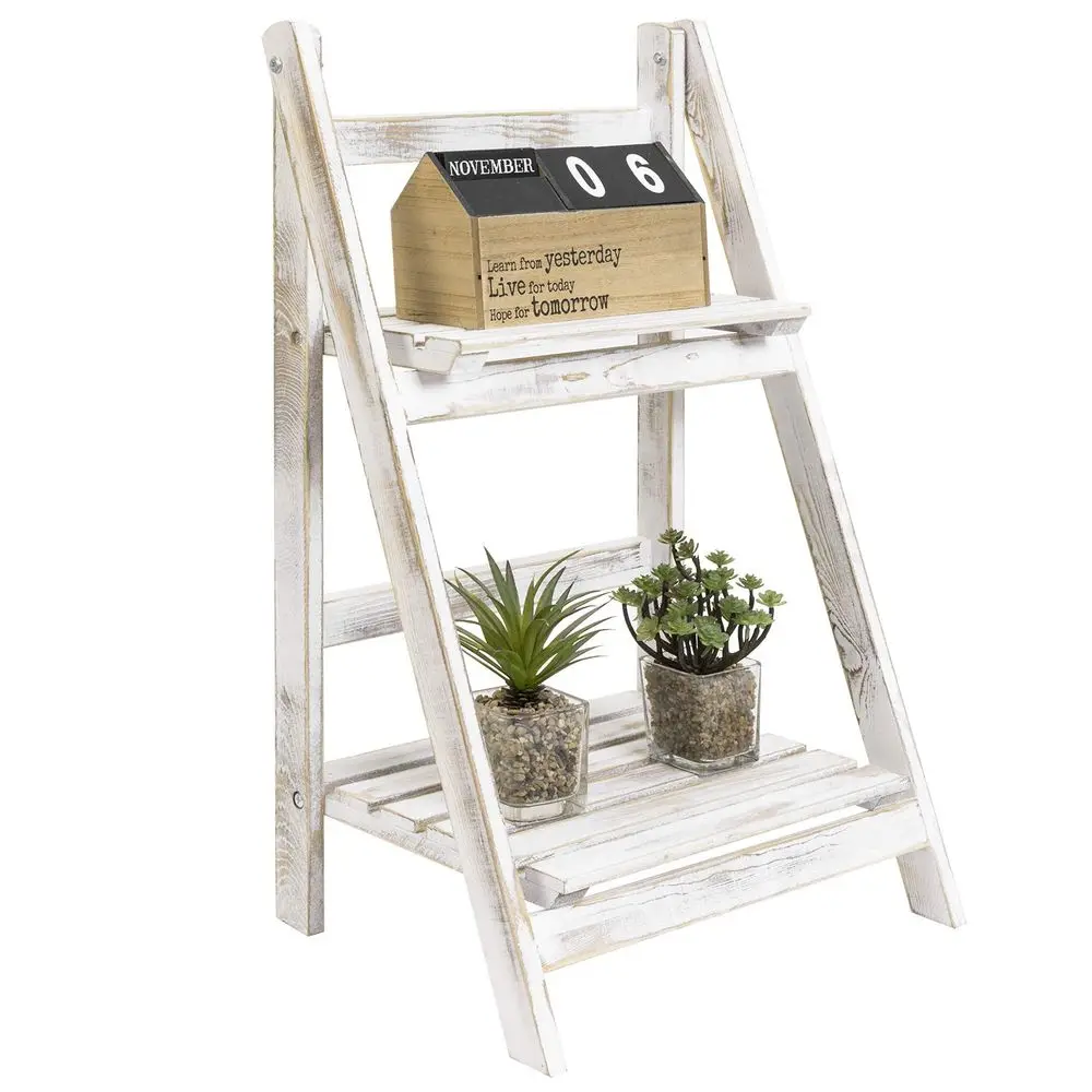 2 Tier Rustic Whitewashed Solid Wood Freestanding Foldable Indoor Plant Stand, Decorative Wooden Display Shelf
2 Tier Rustic Whitewashed Solid Wood Freestanding Foldable Indoor Plant Stand, Decorative Wooden Display Shelf